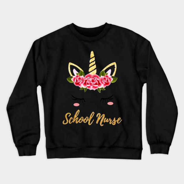 just for school nurae school nurse unicorn Crewneck Sweatshirt by Xizin Gao